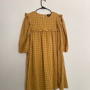 Yellow Gingham Dress with Ruffle Details